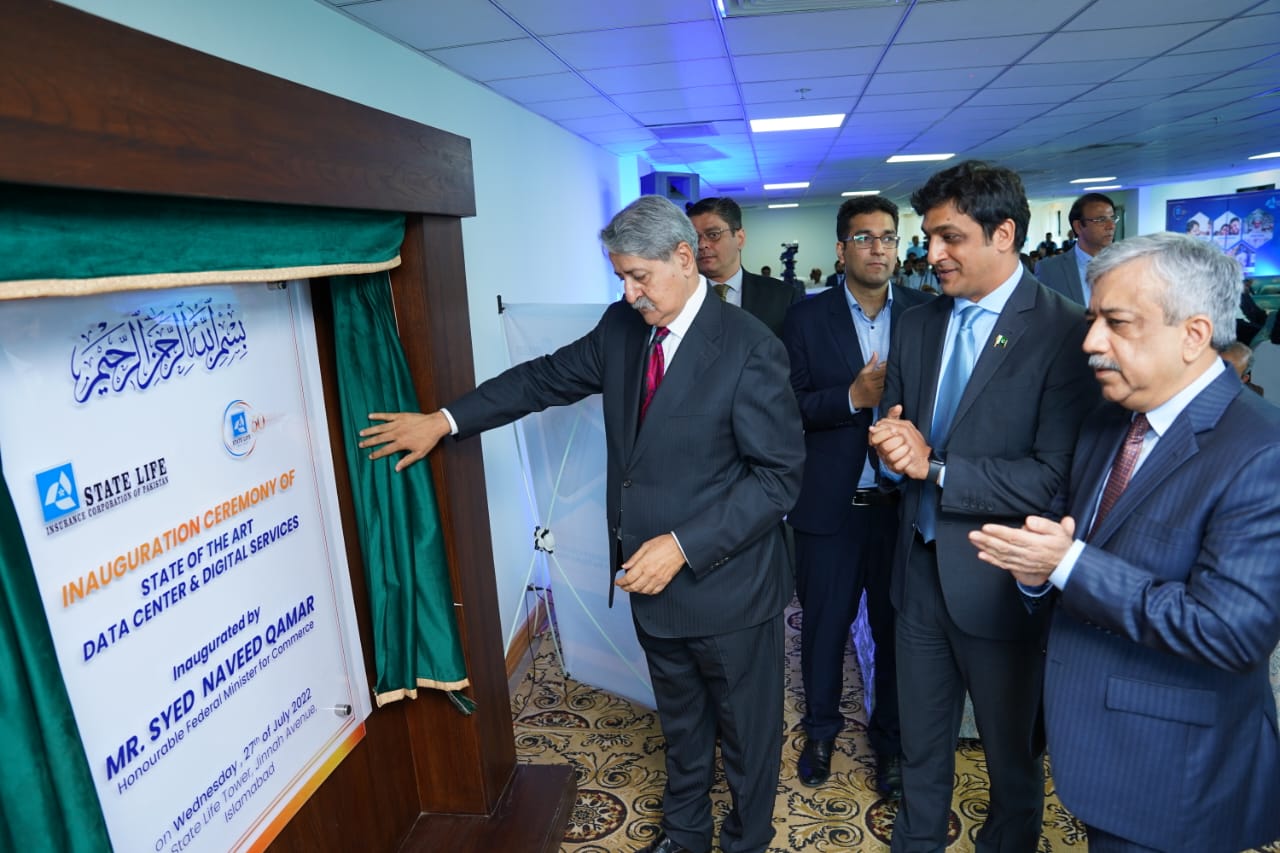 Syed Naveed Qamar Federal Minister of Commerce, has inaugurated the State Life's State of the Art Data Center & Digital Services in State Life Tower Islamabad